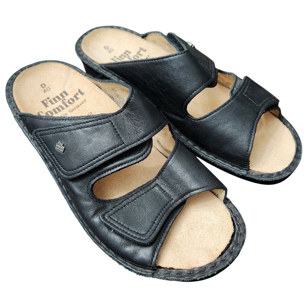 Finn Comfort Jamaica Black Leather Sandals Size EU 40